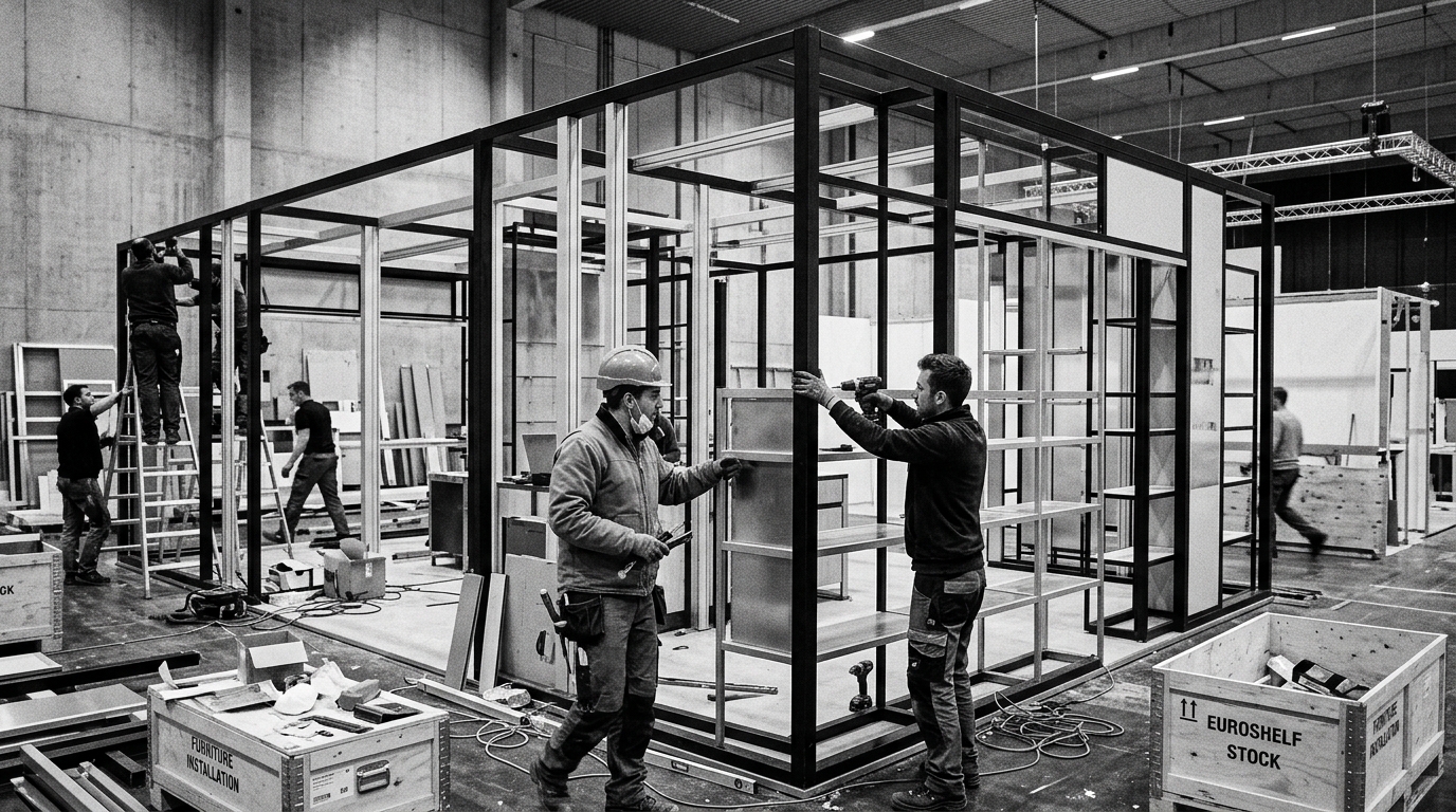 Retail shopfitting and architectural display installation in progress